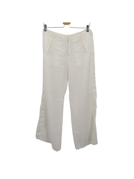 Joie Pants - Joie Women 8 Wide Leg Utility Pants All Linen Square Pockets White Flat Front
